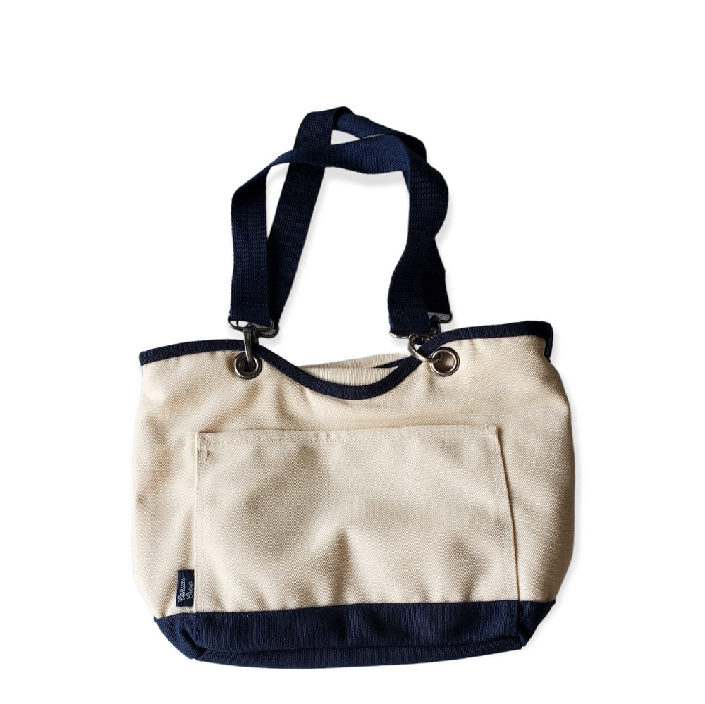 Thirty One Mini Canvas Crew Thermal Luch Tote in Navy & Cream